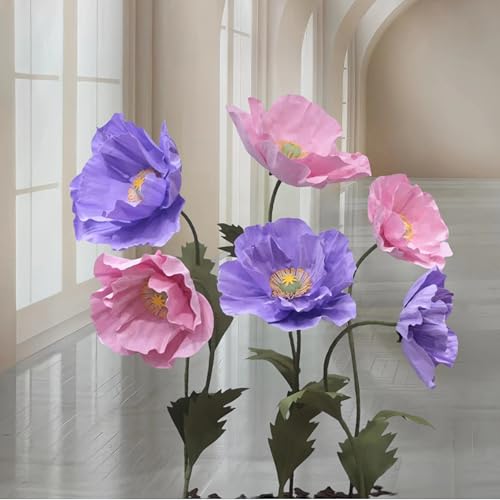 Giant Flowers For Backdrop 5.58ft Huge EVA Artificial Flowers, Wedding Decorations For Reception Artificial Spring Flowers Outdoor Party Decor Shop Window Flower Display Home Decor (6p*Pink Purple) - color: 6p*pink Purple