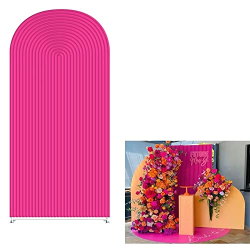 HUAYI Fuchsia Rosy Ripples Pattern Arch Backdrop Cover for Birthday Party Wedding Baby Shower Decorations Chiara Backdrops Arched Wall Frame Stands Covers Props GP-458 3ft * 6ft - color: GP-458-Arch Cover, size: W3ft by H6ft (90cm by 180cm)