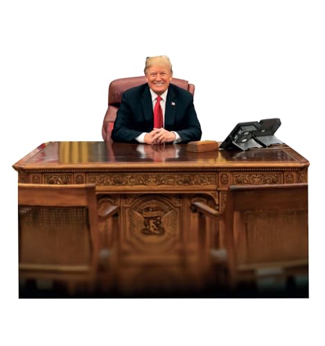 Cardboard People President Trump Sitting Behind The Resolute Desk Life Size Cardboard Cutout Standup - color: President Trump Sitting Behind the Resolute Desk