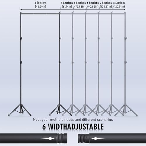 Backdrop Stand Kit - 6 Widths, 10x10ft Adjustable Background Stand for Parties & Studio Photography - size: 10x10ft