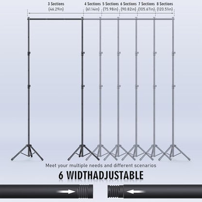 Backdrop Stand Kit - 6 Widths, 10x10ft Adjustable Background Stand for Parties & Studio Photography - size: 10x10ft