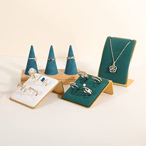 Green small felt ring holder display, gold ring jewelry stand, ring storage organizer【Velvet Ring Holder-Green 】 - color: Green