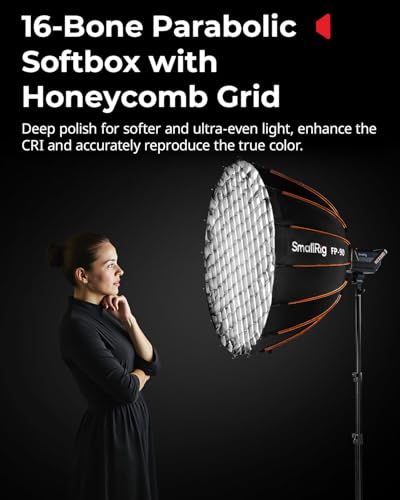 SmallRig FP-90 35.4" Parabolic Softbox with Bowens Mount for Studio Photography, Quick Release Soft Box with Honeycomb Grid, Diffusers, for SMALLRIG RC 220 pro, for Neewer for Godox for Aputure - 5395 - size: 35.4 inches (Black)