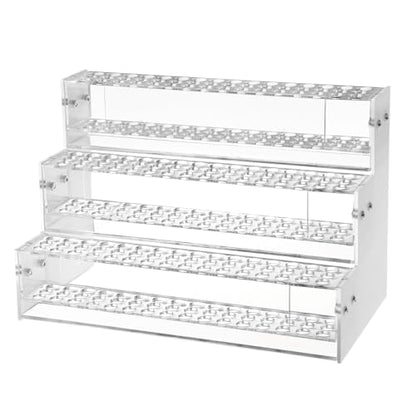 Makeup Paint & Brush Organizer Rack Pen Display Stand, Multi-Level Plastic Organization Rack Pencil Holder, Clear Pen Display Holder 3 Layer 144 Holes for Craft Shows
