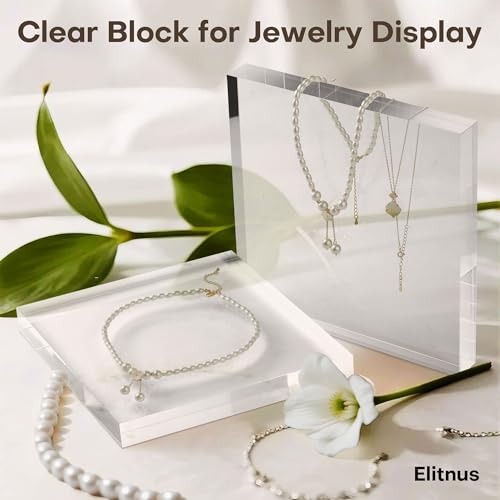 Clear Acrylic Display Block – Solid Polished Plexiglass Riser for Jewelry, Figurines, Retail Showcase & Home Decor – Sturdy Acrylic Cube Stand (8" x 8" x 1") - size: 8" x 8" x 1"