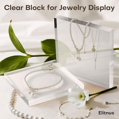 Clear Acrylic Display Block – Solid Polished Plexiglass Riser for Jewelry, Figurines, Retail Showcase & Home Decor – Sturdy Acrylic Cube Stand (8" x 8" x 1") - size: 8" x 8" x 1"