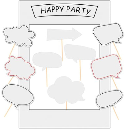 18pcs Blank Photo Booth Props Black Chalkboard Photo Booth Props Frame with Bubble DIY Photo Props for Birthday Wedding Party Supplies（White） - color: White