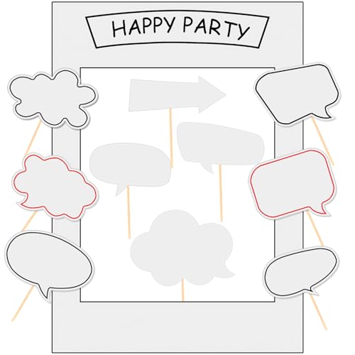 18pcs Blank Photo Booth Props Black Chalkboard Photo Booth Props Frame with Bubble DIY Photo Props for Birthday Wedding Party Supplies（White） - color: White