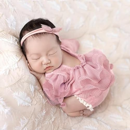 Newborn Photography Outfits Girl Baby Photo Tutu Dress Newborn Photoshoot Romper Baby Picture Lace Outfit - color: Red2