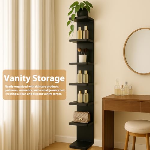 LitaEther Versatile 7 Tier Wall Shelf Unit,Black Lack Wall Shelf,Display Floating Shelf with Round Edge - color: Black, size: 7 tier