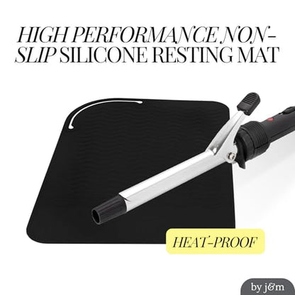 Flat Iron Hair Straightener Silicone Mat & Pouch Pack by j&m - with Heat Proof Mat for Curling Tongs/Wands/Irons - Fits ghd, BaByliss & Larger Straighteners - Zip-Up All-in-One Compact Travel Case - size: Pouch & Mat