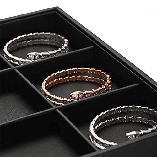 Black PU Leather Jewelry Display Flat Tray Ring Necklace Watch Organizer Display Tray (1 grid) - style: 12 Grids