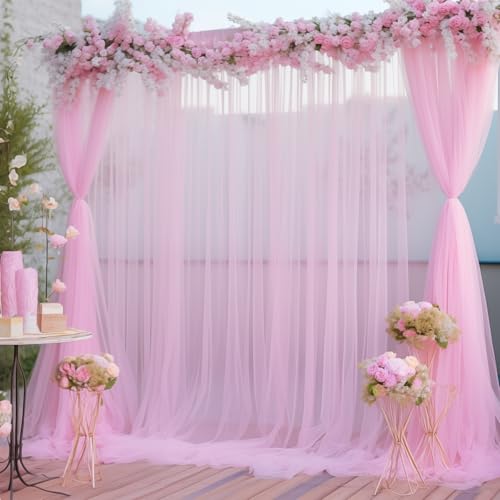 20x10 Pink Tulle Backdrop Curtains for Parties, Sheer Backdrop Curtain Wedding Photo Background Drapes for Baby Shower Photography Birthday Party - color: Baby Pink, size: 20x10ft