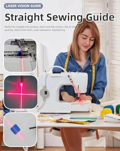 Teotranic Magnetic Sewing Machine Alignment Light - Precision Positioning Guide for Quilting & Straight Stitching - Professional Hands-Free Positioning Tool for Fabric (Red Straight Line) - color: Red Straight Line