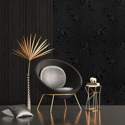 Erfoni Black Peel and Stick Wallpaper Black Floral Embossed Contact Paper 17.7inch×196.8inch Removable Textured Flower Wallpaper Self Adhesive Thicken Bedroom Countertops Cabinets Contact Paper - color: Black, size: 17.7" x 197"