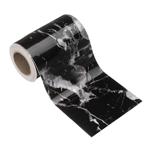 HARFINGTON Wood Grain Wallpaper Border 3" x 16.4ft PVC Self-Adhesive Textured Frame Sticker Waterproof Wall Decorative Wallpaper for Floor Door Table Cabinets Desk, Black White - color: Black/White, size: 3" x 16.4ft