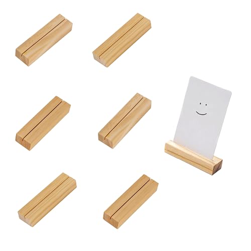 6 Pcs Wood Place Card Holders, Wooden Table Number Stands, Wooden Picture Holders Stands for Acrylic Signs, Wedding/Ceremony/Home/Party/Decoration Holders