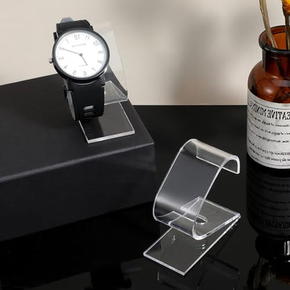 2 Pcs Clear Watch Stand, Acrylic Watch Display Holder, Single Portable Watches Display Stand, Simple Bracelet Holder Stands for Men Women Home Bedroom Office Desk Watches Decoration