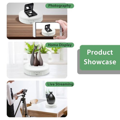 Mcbazel Motorized Rotating Display Stand, 5.7inch 360 Degree Electric Spinning Turntable Display Stand for Photography Shows/Jewelry/Watch/3D Models/Cake/Cup Ect,Load-Bearing Capacity is About 10kg - color: White+5.7inch
