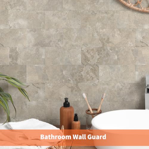 Peel and Stick Subway Tile Backsplash, 10 Sheets 12''x12''Beige Stone-Look 3D Wall Tiles, Thick & Strong Adhesive, Heat Resistant & Waterproof Stick On Tiles for Kitchen, Bathroom - color: Beige Stone Rock