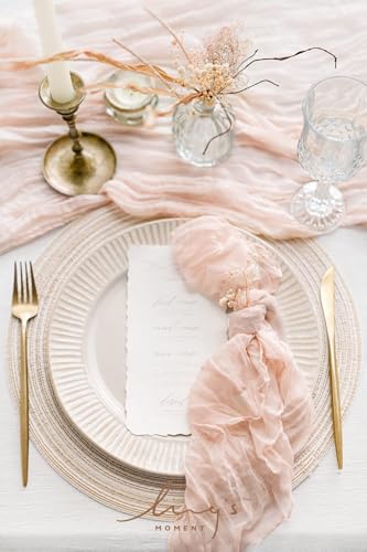 Ling's Moment Luxury Cloth Wedding Napkins - 19x19 Inch Reusable Cheesecloth Linen Napkins for Wedding Reception, Bridal Shower, Dinner Table - Washable, Durable (Set of 10), [Blush] - color: Pk-blush