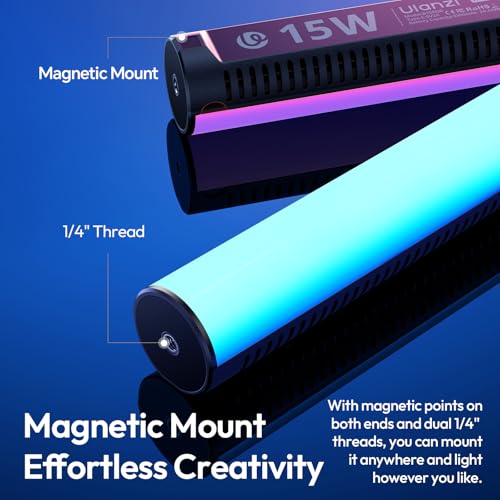 ULANZI B15RGB Magnetic RGB Light Wand - Handheld LED Video Light Stick with Diffuser, 3300mAh 1800-9000K 20 Effect Dimmable Camera Tube Light for Video Recording Studio Photography TikTok YouTube Vlog - size: 1 Piece - Medium