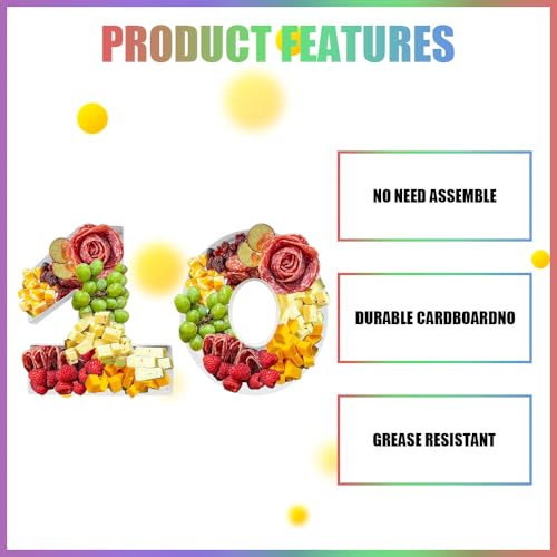 Charcuterie Cardboard Number Fillable Shaped Treat Decorative Box Anniversary Birthday Table Centerpiece (10 Style, 9inch) - size: 9inch, style: 10 Style