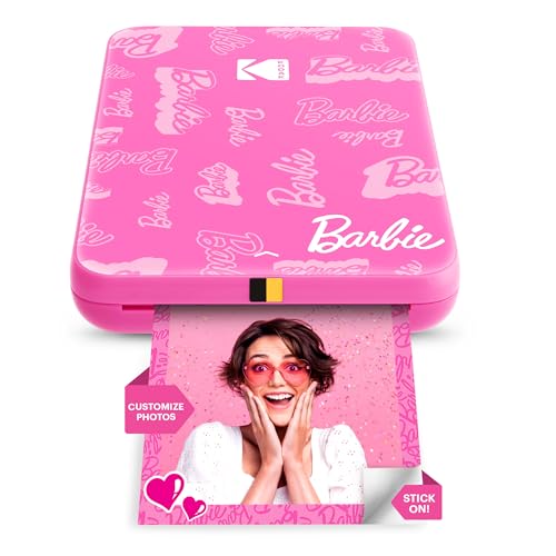 Kodak x Barbie Instant Smartphone Portable Photo Printer, Full Color, Wireless, Zink 2x3” (5.1x7.5 cm) Sticky-Back Photos, Print from iOS & Android Devices with Fun Editing App, Signature Style - color: Barbie Signature, style: Printer