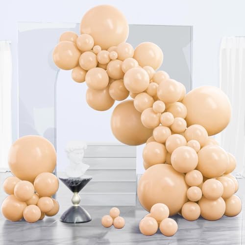 PartyWoo Nude Balloons 140pcs Different Sizes of 18 12 10 5 Inch Apricot Boho Fall Neutral Balloon Arch Kit Garland for Graduation Birthday Boy Baby Shower Theme Party Decorations Brown-F05 - color: Apricot-f05