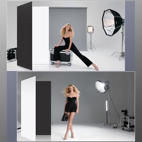 Double Sided Black & White Photography Reflector 39x39 Inch – Portable Cardboard Light Diffuser for Still Life, Product, Food & Portrait Photo Studio Lighting