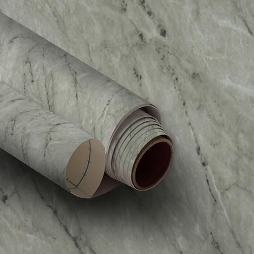 Very Berry Sticker Marble Contact Paper (Gray Matte, 24" x 78", 1 Pack) Premium Peel and Stick Wallpaper for Countertop, Bathroom Vanities & Cabinets, Renter Friendly, Waterproof Vinyl - color: Gray Matte, size: 24" x 78"