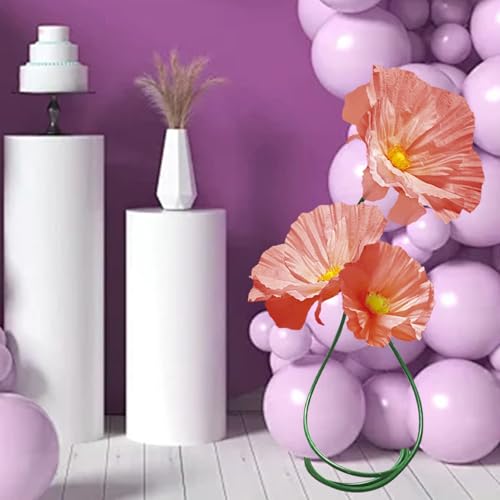 Artificial Flowers for Decoration, Fake Flowers Adjustable Height, Faux Paper Floral for Outdoor Party Ceremony Reception Photography Props Mall Display Wedding Decorations 3 Pack (Pink) - color: Pink S
