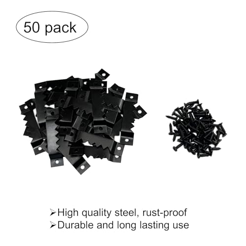 50 Pack Large Heavy Sawtooth Picture Hangers Steel Picture Hangers with Screws Picture Hang Solutions, for Hanging Clock Paintings Artwork Picture Frame Hook Photos (Black，Supports 50 lbs) - color: Large Black - 50 Pack