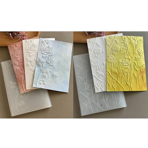 2Pcs 3D Textured Leaves Flowers Embossing Folders for Card Making, Branch Embossing Folders for DIY Scrapbooking, Template Paper Card Embossing Stencil for Photo Album Card Paper Craft Decoration - color: 2 Pack Leaves