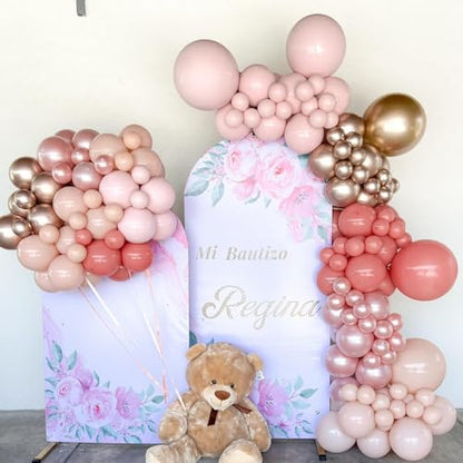 Double Stuffed Pearl Dusty Pink balloons Different Size 115Pcs 5/10/12/18 Inch Pearl Rose Blush Pink Balloon Garland Arch kit for Boho Birthday Wedding Engagement Bridal Baby Shower Party - color: Pearl Dusty Pink