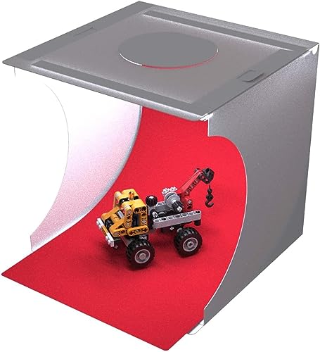 Bower Mini Photo Studio Light Box - 9" Portable Folding Product Photography Shooting Tent Kit with 2 Bright LED Strips, 6 Double Sided Color Backgrounds