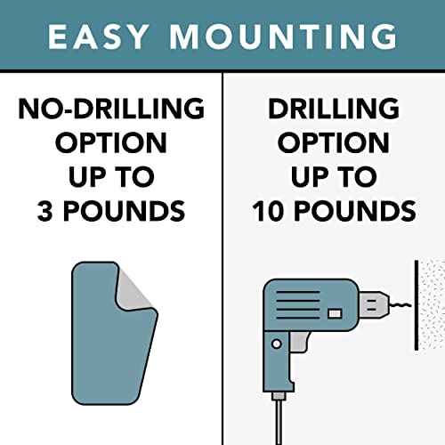 White Small Floating Shelf Set of 2 - for Wall with No Drill Option [ Adhesive ]