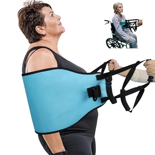 Transfer Sling, Gait Belt Transfer Belt with Padded Handles for Patient Lift Assist & Mobility Standing - Safely Move Elderly and Disabled from Bed and Wheelchair - color: Blue