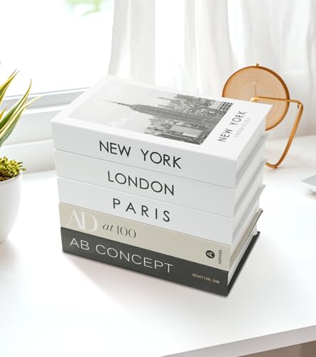 5Pcs Decorative Books for Home Decor - Premium Faux Books for Decoration | Coffee Table Book Decor, Modern Aesthetic Fake Books for Living Room, Office