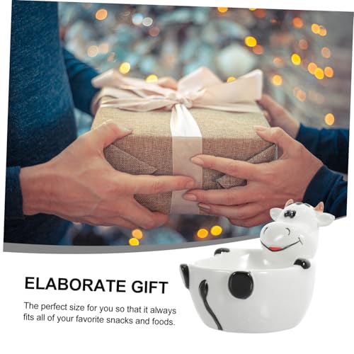 Creative Ceramic Cartoon Animal Bowl for Multi-purpose Soup and Snack Container Cute Cow Shape Tableware for Boys and Food-grade Material and Photo Prop