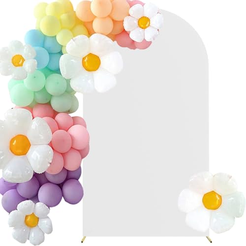 HAINARverS Wedding Arch Cover 7.2FT Spandex Fitted Stretchy Arch Stand Covers,2 Sided Round Top Chiara Backdrop Cover for Birthday Party Ceremony Banquet Baby Shower Arch Decoration(White) - color: White, size: 7.2FT