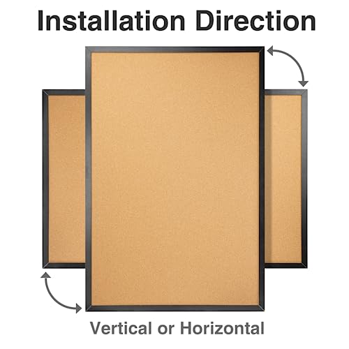 OWLKELA 24'' x 36'' Cork Board Bulletin Board, Black Framed Corkboard, Black Oak Frame Corkboard, Vision Board and Decorative Hanging Pin Board - size: 24" x 36"