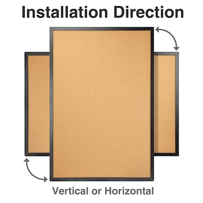 OWLKELA 24'' x 36'' Cork Board Bulletin Board, Black Framed Corkboard, Black Oak Frame Corkboard, Vision Board and Decorative Hanging Pin Board - size: 24" x 36"