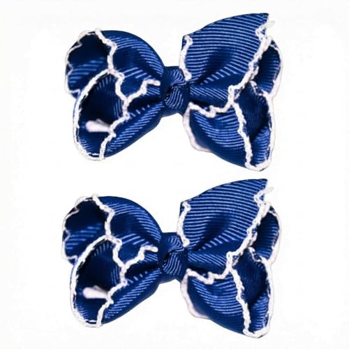 3 Inch Hair Bows for Girls Alligator Clips Grosgrain Ribbon Solid Color Hair Accessories for Little Teen Toddler Girls Kids (Navy) - color: Navy