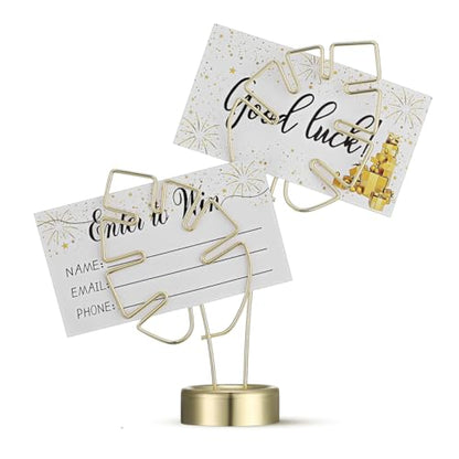 Didiseaon 4 Pcs Monstera Shape Card Holders with Clips Metal Photo Memo Clamp for Desk Home Wedding Party Decoration