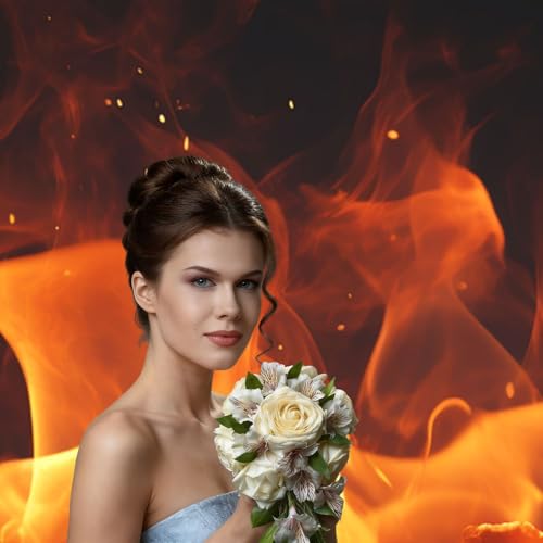 Dancing Fire Backdrop Background for Photography 5x7ft Photobooth Professional Photo Backdrop Curtains Video Photography Studio Photo Backgrounds Banner Booth Background Screen Parties - color: Dancing Fire