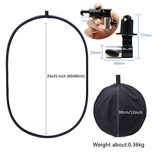 Photography Light Reflector with Clip 5 in 1 Portable 60x90cm/24x35inch Oval Collapsible Multi Disc Photography Studio Photo Camera Lighting Reflector Diffuser - size: open size:60x90cm/24x35inch