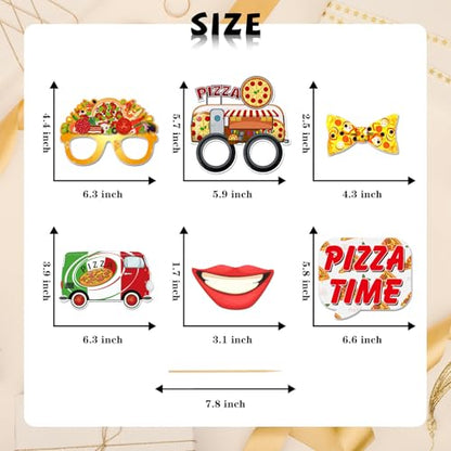Pizza Sign Photo Booth Props Funny Fast Food French Fries Pizza Birthday Photoshoot BBQ Party Photography Props Favor Centerpiece Sticks Decorations 20 PCS