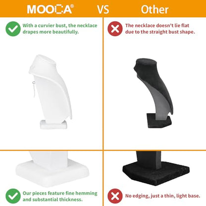 MOOCA 2 Pcs Small Necklace Chain Jewelry Bust Display Holder Stand, Necklaces Display Mannequin, Jewelry Bust Stand 7 1/4 in H, White Leatherette - color: 1) White Faux Leather, 2 pieces