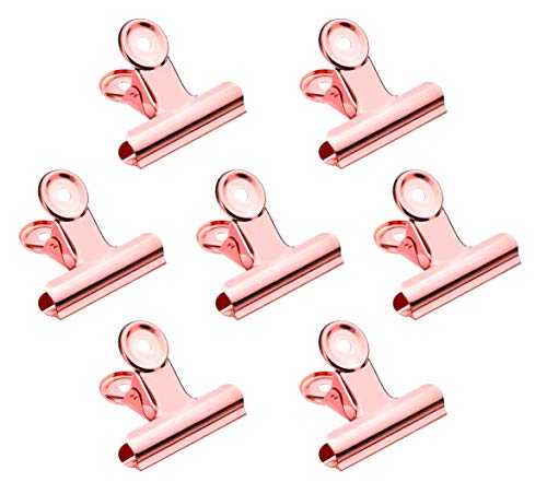 20 Pack 2 Inch Polished Steel Clips, Metal Bulldog Binder Clips, Large Hinge Paper Clips Clamps for Food Bags, Pictures Photos, Art Crafts, Home Office Supply (Rose Gold) - color: Rose Gold